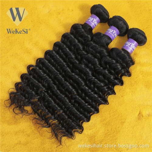 Wekesi 10A Grade Unprocessed Peruvian Hair Deep Wave Weft Virgin Peruvian Human Hair Bundles In China Overnight Shipping